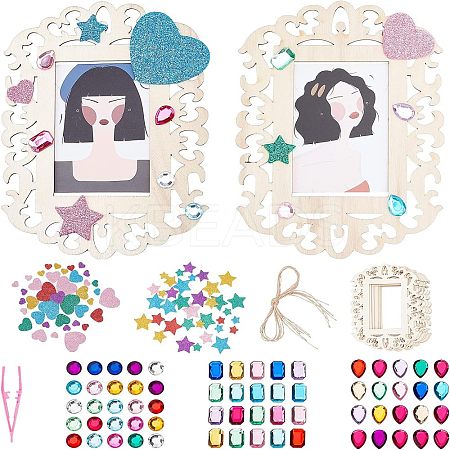 Undyed Wooden Photo Frame DIY-FG0002-86-1