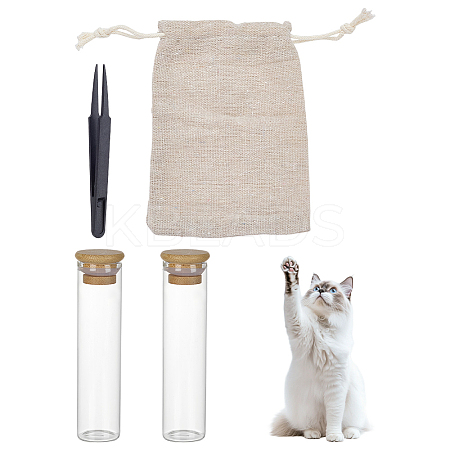 2Pcs Glass Bead Storage Tubes with Bamboo Caps for Cat Fur Storage AJEW-WR0002-82-1