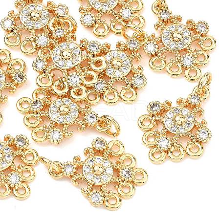 SHEGRACE Brass Pave Clear Cubic Zirconia Flower Chandelier Components Links XGRQ29273-393G-1