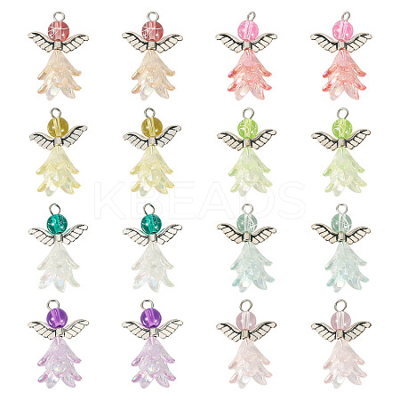 16Pcs 8 Style Glass & Acrylic & Alloy Pendants PALLOY-TA00232-1