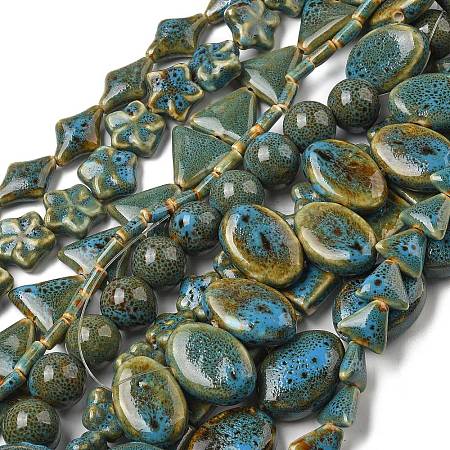 Handmade Porcelain Beads Strands PORC-B002-19B-1