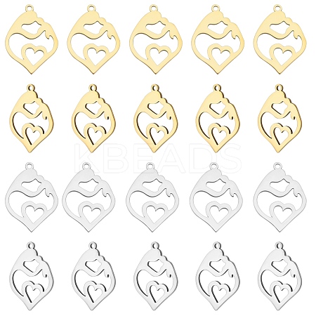 20PCS 2 Colors 201 Stainless Steel Pendants STAS-DC0004-13-1