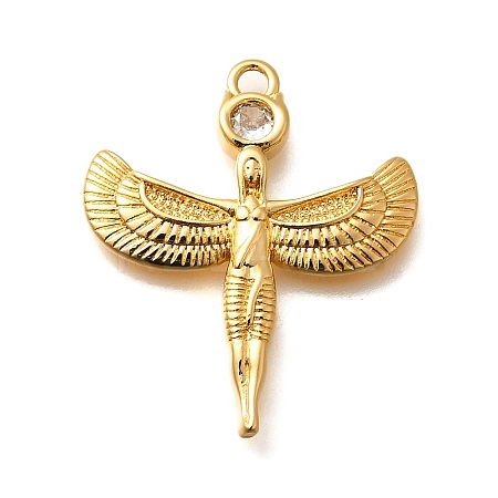 Brass Micro Pave Cubic Zirconia Pendants KK-U055-09G-02-1