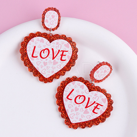 Valentine's Day Acrylic Dangle Stud Earrings FS-WG3830D-01-1