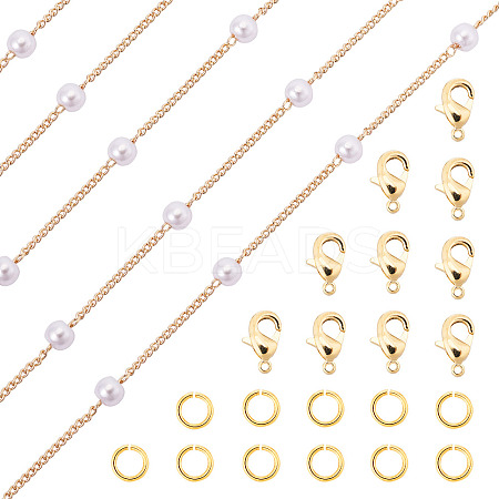 DIY Plastic Pearl Beaded Chains Bracelet Necklace Making Kit DIY-TA0009-70-1