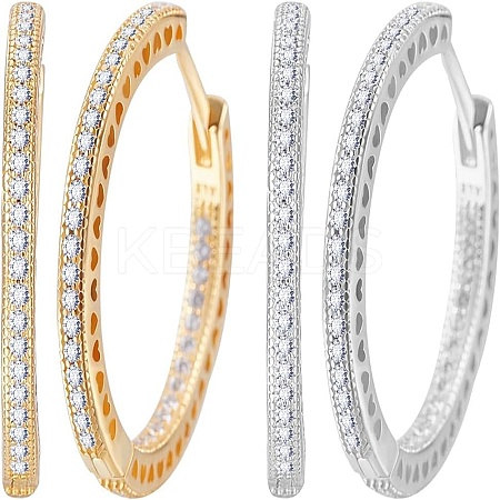 4Pcs 2 Colors Brass Hoop Earrings for Women EJEW-BBC0001-77B-1