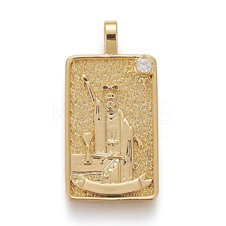Brass Micro Pave Clear Cubic Zirconia Pendants X-ZIRC-Z004-01C-1