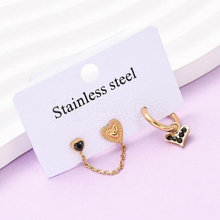 304 Stainless Steel Heart Stud Earring & Hoop Earring Sets EJEW-K268-93G-01-2-1