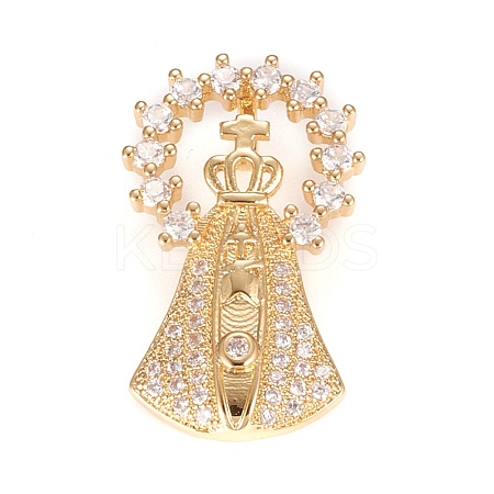 Brass Micro Pave Clear Cubic Zirconia Pendants KK-O126-12G-1