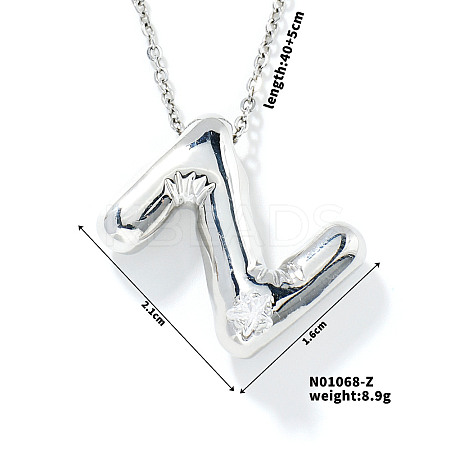 Brass Pave Clear Cubic Zirconia Shiny Balloon Letter Pendant Necklaces IT0451-16-1