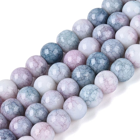 Ombre Effect Opaque Crackle Glass Beads Strands GLAA-Q106-01A-A02-1