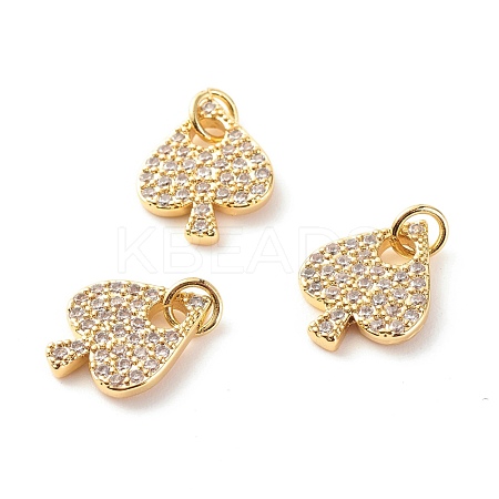 Brass Micro Pave Clear Cubic Zirconia Pendants ZIRC-P094-20G-RS-1