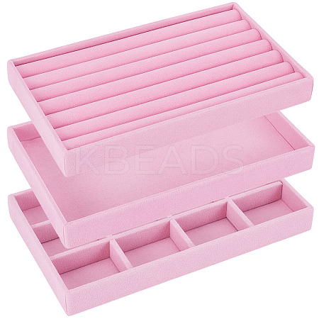 3Pcs 3 Styles Rectangle Velvet Display Trays ODIS-SP0001-16-1