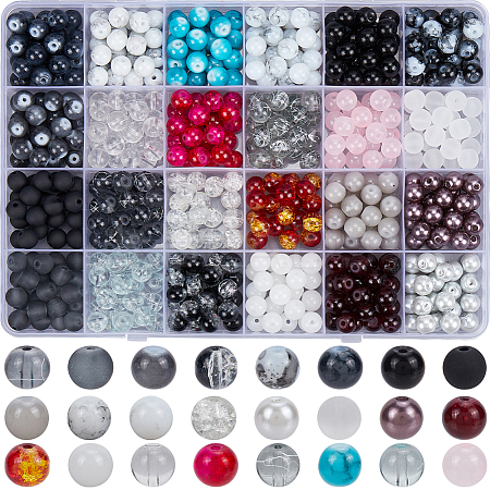 DIY Round Imitation Acrylic Pearl and Glass Beads Jewelry Making Finding Kits DIY-SP0002-78D-1