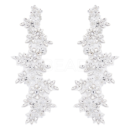 Acrylic Rhinestone Flower Appliques PATC-WH0017-03-1