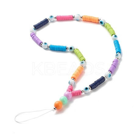 Acrylic Beads and Handmade Polymer Clay Beads Mobile Straps HJEW-JM00582-1