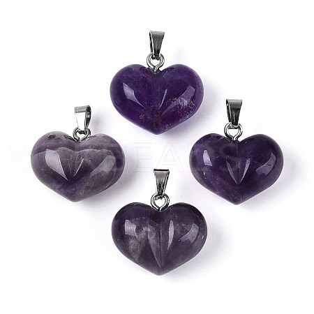 Natural Amethyst Chunky Pendants G-T143-19H-1