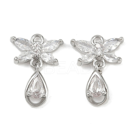 Brass Micro Pave Cubic Zirconia Pendants KK-F906-04P-1