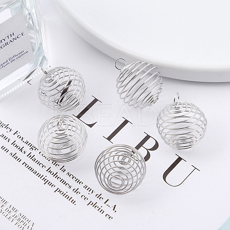 Carbon Steel Spiral Bead Cage Pendants LS-PW-WG85729-06-1