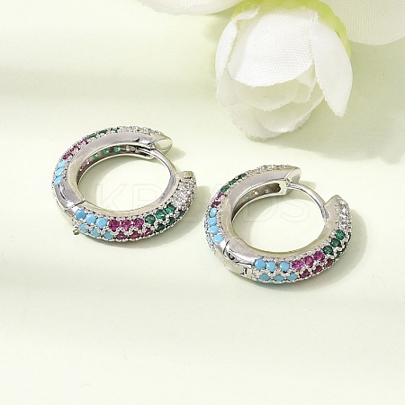 Brass Micro Pave Cubic Zirconia Hoop Earrings KK-CBA8324-24P-03-1
