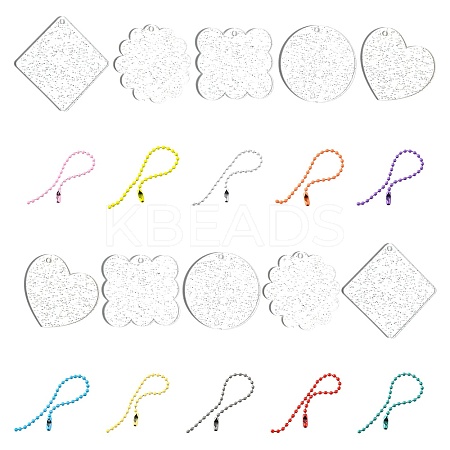 40Pcs 10 Style Acrylic Transparent Blank Pendants with Glitter DIY-CJC0002-013-1