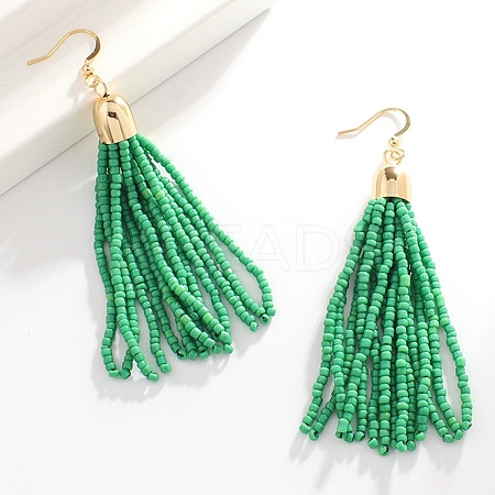 Boho Seed Bead Tassel Earrings EJEW-Z072-03B-1