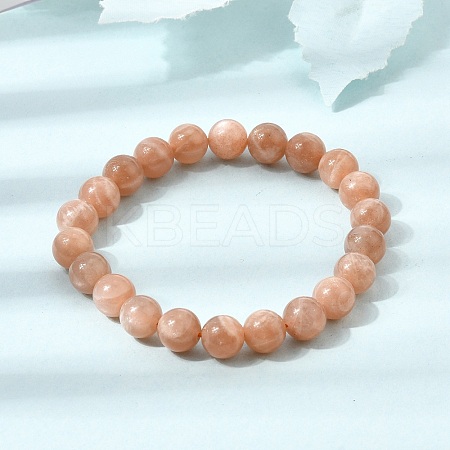 8MM Natural Sunstone Round Beaded Stretch Bracelets for Women GG-CBA3F02-11A-1