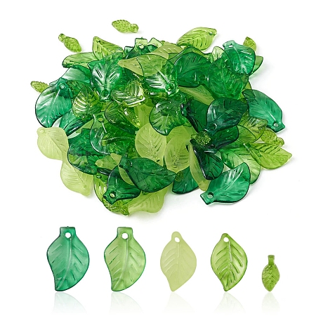100Pcs 5 Style Transparent Acrylic Pendants MACR-YW0002-63-1