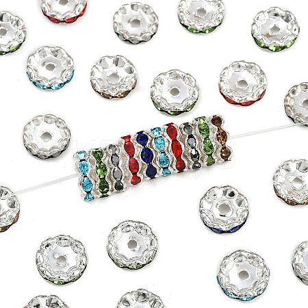 Brass Rhinestone Spacer Beads RB-A014-L12mm-S-1
