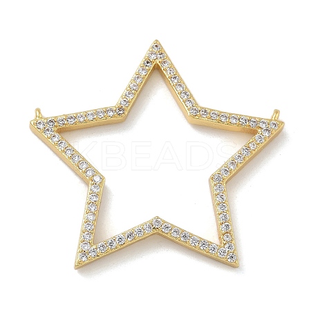 Rack Plating Brass Micro Pave Cubic Zirconia Connector Charms KK-G515-42G-01-1