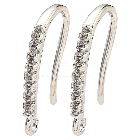 Rack Plating Brass Pave Cubic Zirconia Earring Hooks KK-O143-20S-1