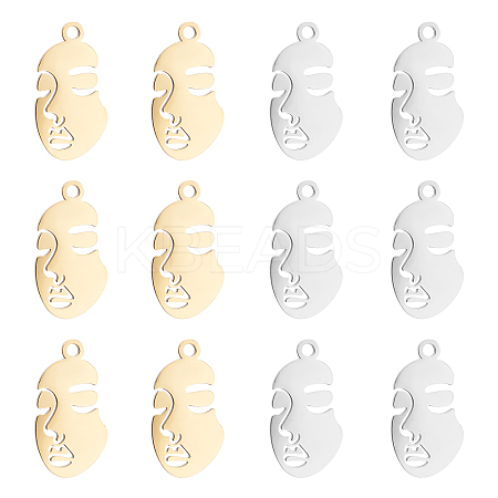 12Pcs 2 Colors 304 Stainless Steel Pendants STAS-UN0028-61-1