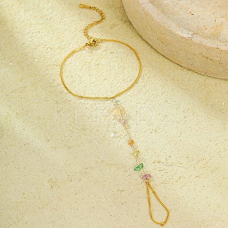 Gemstone Chip Link Chains for Women BJEW-G739-02G-1