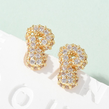 Brass Micro Pave Cubic Zirconia Stud Earrings EJEW-Z091-04G-P-1