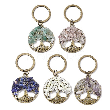 Natural Lapis Lazuli & Howlite & Rose Quartz & Amethyst & Green Aventurine Keychain KEYC-JKC00845-1