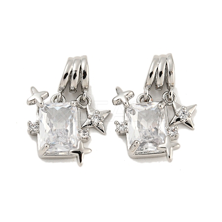 Brass Micro Pave Clear Cubic Zirconia Pendants KK-G490-32P-1