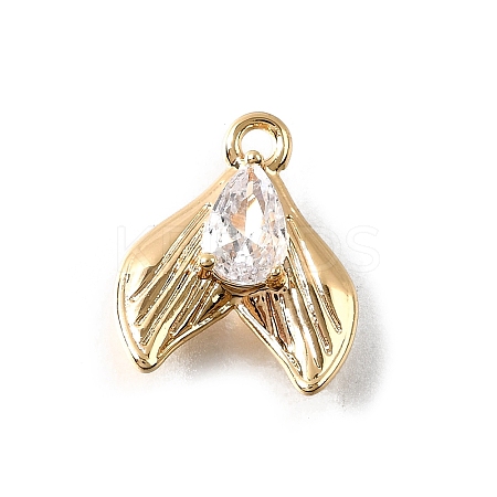 Brass Pave Clear Cubic Zirconia Charms KK-C096-14D-G-1