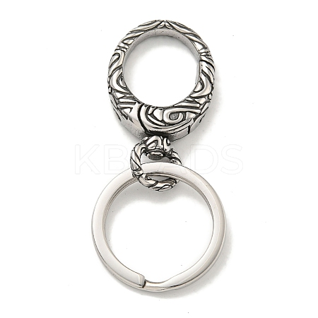 Tibetan Style 316 Surgical Stainless Steel Fittings with 304 Stainless Steel Key Ring FIND-Q101-15AS-1