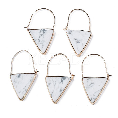 Synthetic Howlite Triangle Dangle Hoop Earrings G-S359-363J-1