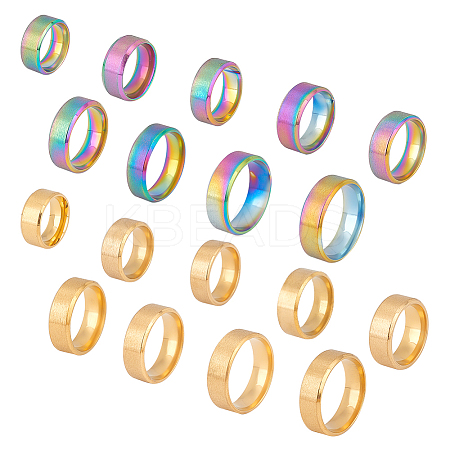 18Pcs 18 Styles Titanium & 201 Stainless Steel Plain Band Finger Rings for Women RJEW-UN0002-85-1