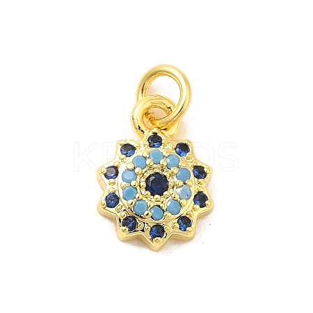 Real 18K Gold Plated Rack Plating Brass Micro Pave Cubic Zirconia Pendants Charms KK-S396-01G-1