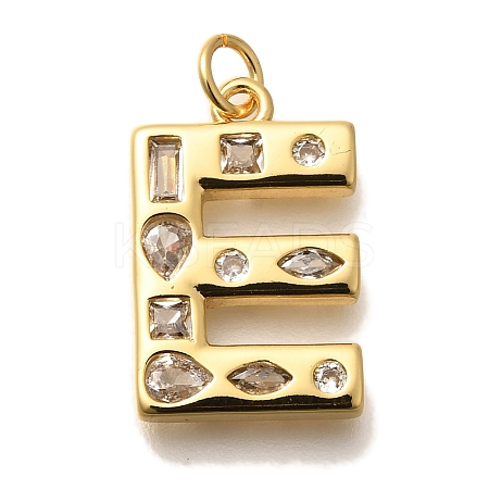Brass Micro Pave Clear Cubic Zirconia Pendants KK-G521-01G-E-1
