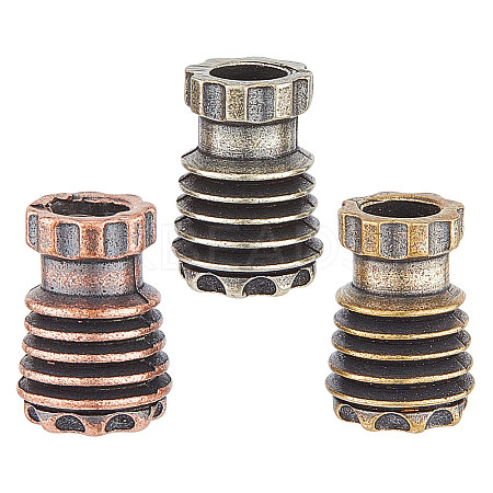 3Pcs 3 Colors Brass EDC European Beads KK-UN0001-86-1