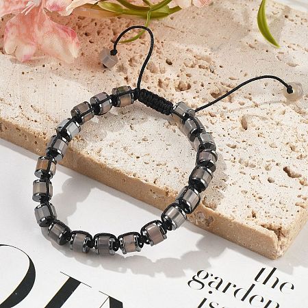 Adjustable Natural Grey Agate and Non-magnetic Synthetic Hematite Braided Bead Bracelets BJEW-Z090-01E-1
