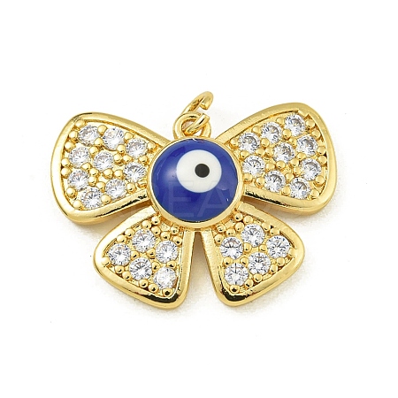 Rack Plating Brass Pave Cubic Zirconia Enamel Pendants KK-U029-15G-1