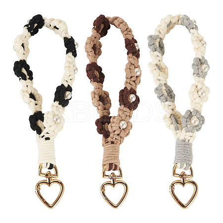 3Pcs Cotton Braided Flower Pendant Decorations AJEW-TA0002-72A-1