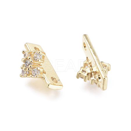 2 Hole Brass Micro Pave Cubic Zirconia Multi-strand Links ZIRC-K084-G01-G-1