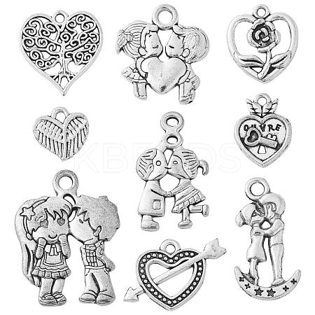 45Pcs 9 Styles Tibetan Style Alloy Pendants TIBEP-CJ0002-74-1
