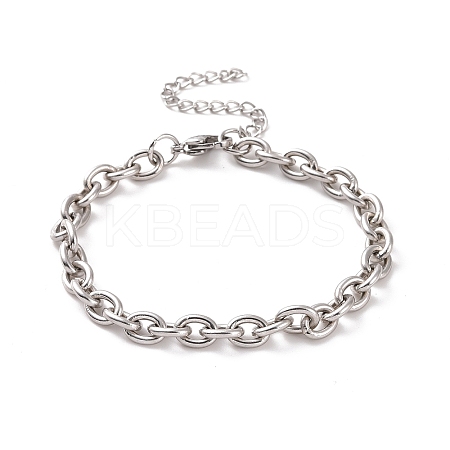 Non-Tarnish 304 Stainless Steel Cable Chain Bracelet for Men Women BJEW-E031-01P-02-1