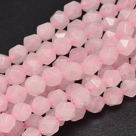 Faceted Natural Rose Quartz Beads Strands G-K066-10-8mm-1